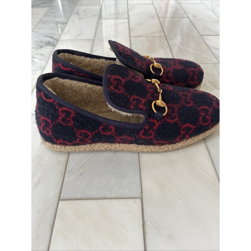 Gucci Fria Horsebit GG Monogram Logo Wool Slip On Loafers Gucci 39 EU, 8 Women's - Picture 10 of 16